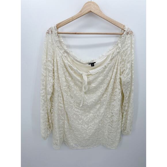 Torrid Cream Ivory Stretch Lace Off Shoulder Corset Seamed Top Womens Size 3X - Picture 1 of 9